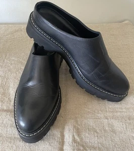Jenni Kayne Women’s Black Leather Lug Sole Mule Shoes US 9 EU 3 A++ - Picture 1 of 6