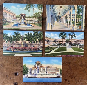 Vintage Linen Ringling Estate Sarasota, FL Postcards Lot of 5 Unposted - Picture 1 of 7