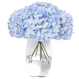 Hydrangea Artificial Flowers -12 pcs Realistic Fake Hydrangea Silk Sky Blue - Picture 1 of 7