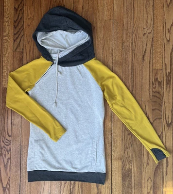 Ampersand Ave & Double Hood para mujer talla Sudadera con capucha M amarilla/gris/negra Foto 1 de 4