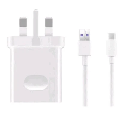 Genuine Huawei 40W SuperCharge UK Charger & USB-C Cable for P30 P40 P50 P60 P70 - Image 1 of 4
