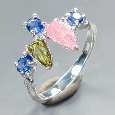 Handmade Natural Tourmaline Ring 925 Sterling Silver Size 7 /R439792 - Image 1 of 4