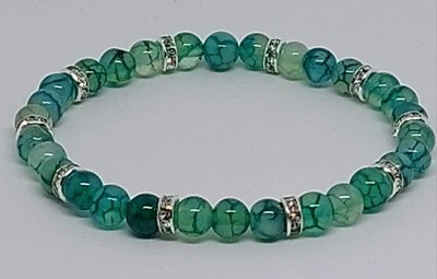 Naturstein Perlen Armband Grüne Achat Perlen Handgefertigt Schmucksteinperlen  - Bild 1 von 4