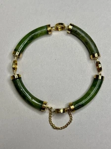 Vintage Nephrite Jade Asian Panel Lucky Bracelet #4962 - Picture 1 of 3