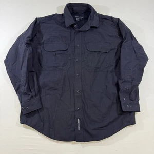 511 Tactical Long Sleeve Button Down Size L Navy Blue Workwear Pockets - Picture 1 of 7