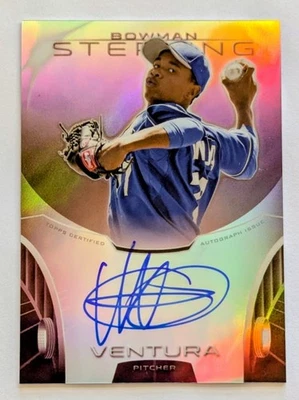 2013 年 Bowman Sterling Yordano Ventura 红宝石折射卡签名 RC #d /99 — 第 1/2 张图片