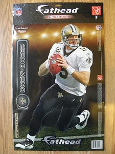  #9 DREW BRESS NEW ORLEANS SAINTS  FATHEAD 10.25'' WIDE  X  16.5'' TALL, NEW - Picture 1 of 3
