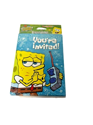 Vintage Spongebob Squarepants Party Invitations 8 Pack "You're Invited" 2002 NEW - Image 1 of 4