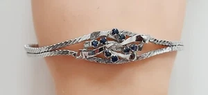 SILBER ARMBAND ° 835 / ooo ° rhodiniert ° Blaue Steine ° 1960er Jahre ° - Picture 1 of 15