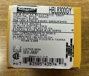 HUBBELL HBL8300GY 20A 125V 2P 3W GROUNDING HSPTL GRD GRAY LOT OF 10 *NEW IN BOX* - Picture 1 of 6