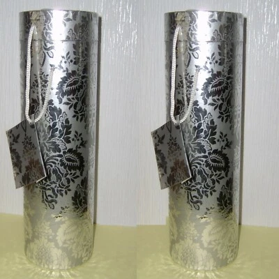 2x edle Flaschen Geschenkbox Metallic Silber mit Anhänger Sekt + Wein - 2 Stück - Bild 1 von 4