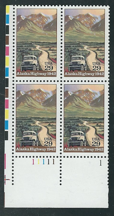 Scott #2635 ... 29 Cent...Alaska Highway... Plate Block - Image 1 of 1