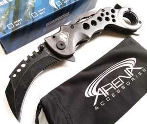Karambit Pocket Knife Heavy Duty Spring Assisted Hawkbill Blade Stonewashed EDC - Picture 1 of 4