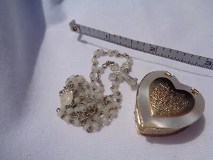 Vintage Kinder Rosenkranz mit herzförmigem Behälter Anhänger "Vaterunser Gebet" - Bild 1 von 9