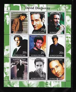MNH 2000 Kyrgyzstan 9 Stamp Souvenir Sheet David Duchovny TV Actor Movie Star - Picture 1 of 1