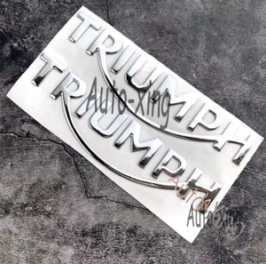 Silver 3D MOTORCYCLE TRIUMPH FUEL TANK FAIRING BODY BADGE EMBLEM DECALS STICKER# - Picture 1 of 4
