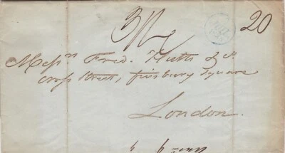 France 1838 Entire Letter Paris to London UK 20 Decimes Unpaid 3s4d Collect  - Image 1 of 4