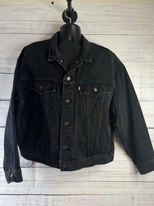 Vintage 90s Levi's Black Denim Jean Jacket 70598 4159 Men's LG - Picture 1 of 13