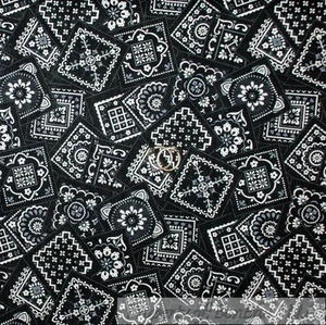 BonEful FABRIC FQ Cotton Quilt Black White B&W Gray Bandana Cowgirl Block Square - Picture 1 of 13