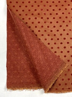 Polka Dot + Stripe    UPHOLSTERY FABRIC    58" Wide x 3 Yards    Deep Red + Gold - Image 1 of 4