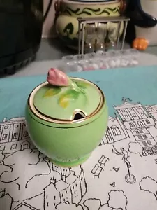 Royal Winton Rosebud Green Sugar/ Preserve Pot - Picture 1 of 10