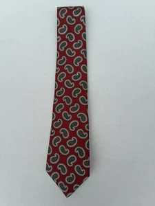 Christian Dior burgundy paisley print silk tie - Picture 1 of 3