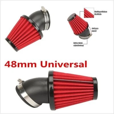 1x Universal Motorcycle 3.4" Width 48mm 45 Degree Bend Air Intake Filter Kit Red - Image 1 of 4