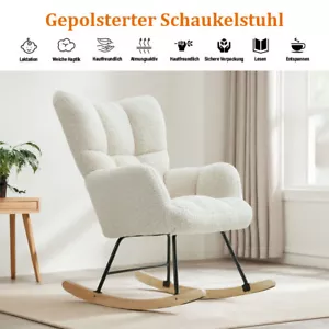 Schaukelstuhl Teddy-gepolsterter mit Hoher Rückenlehne Schaukelsessel stillstuhl - Bild 1 von 7
