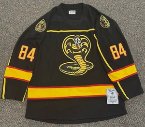 Karate Kid Cobra Kai Adult XL Classic Reels Black Hockey Jersey No Mercy Used - Picture 1 of 9