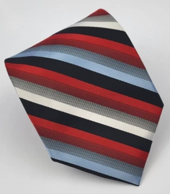 Corbata Alexander Julian Colores Poliéster Gris Azul Rojo Blanco Rayas 56,5 x 3,5/8 Foto 1 de 4