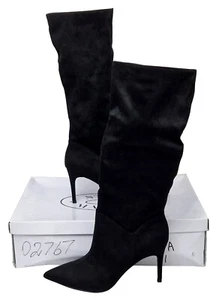 STEVE MADDEN Kinga Ladies Black High Leg Stiletto Heel Pointed Boots EU 41 UK 8 - Picture 1 of 7