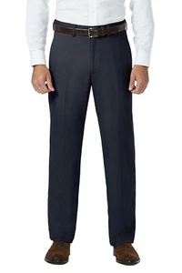 J.M. Haggar Herrenhose 44x29 dunkelmarineblau Haifischfell klassische Passform flache Vorderseite neu mit Etikett - Bild 1 von 4