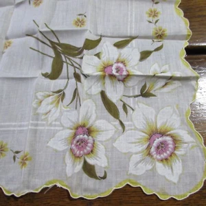 Lot 50/60s Floral Applique Embroidered Hankies Handkerchiefs. New/Used Cotton - Picture 1 of 14