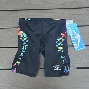 TYR The Finals Geometric Splice Swimwear Boy Black/multi Jammers Size 22 New - Picture 1 of 3