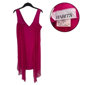 Blusa Top Habits Vintage 14 Rosa Fucsia Transparente Capas Dobladillo Asimétrico Y2K - Imagen 1 de 4