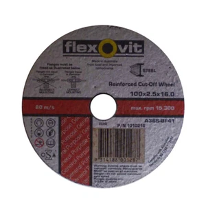 FLEXOVIT 1010216 CUT OFF WHEEL 100 x 2.5 x 16.0mm 80m/s FLAT CUTTING DISC x1  - Picture 1 of 3