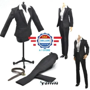 Juego de pantalones negros de oficina escala 1/6 para cuerpo figura femenina de 12 - Imagen 1 de 5