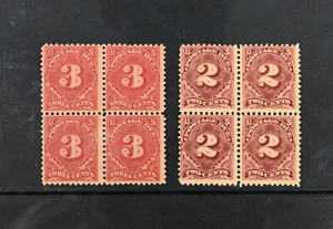 USA Scott # J62b J63 Blocks of 4 VF OG NH/H BOB Postage Due US Stamps Cat $125 - Picture 1 of 2