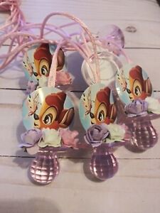 12 Bambi Girl Lavender Pink White Baby Shower Pacifier Necklaces Guest Favors 