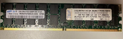 Samsung 2GB Server Memory 2Rx4 PC2-5300P-555-12-L0 CL5 ECC RDIMM 1.8V IBM - Image 1 of 3