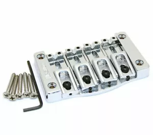Hipshot 5T400C 4-String TransTone Flat Mount .750" Spacing Bass Bridge - CHROME - Picture 1 of 2