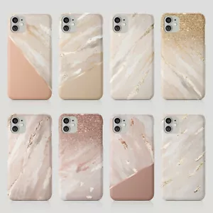 Tirita Phone Case for iPhone 15 14 13 11 12 SE XR  Rose Gold Foil Stone Marble - Picture 1 of 18