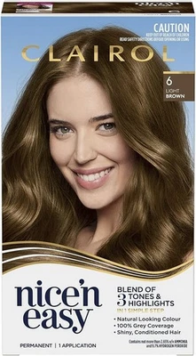 Clairol Nice 'N Easy Permanent Hair Colour 6 Natural Light Brown, 100% Grey Cove - image 1 of 4