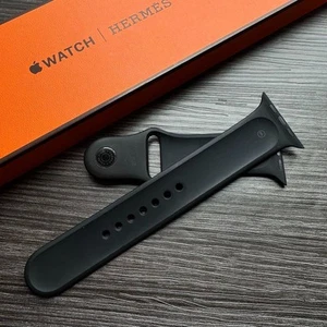 Genuine HERMES Apple Watch Black Sports Band 45/44/42mm Band Only Used no box - Zdjęcie 1 z 5