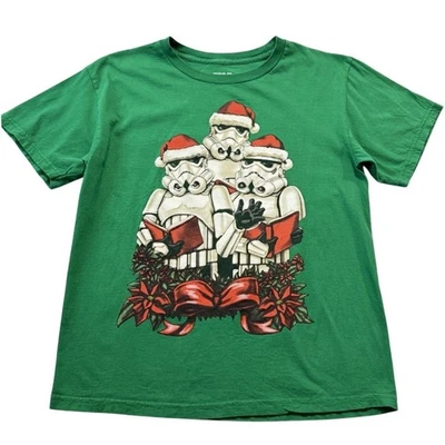 Star Wars Stormtroopers Christmas Carol T Shirt Kids XL Green Mad Engine Cotton - Image 1 of 4