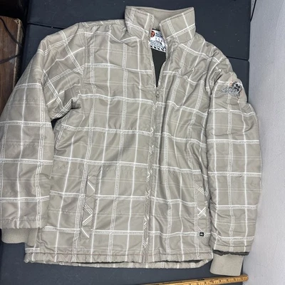 Chaqueta a cuadros de franela Quicksilver para hombre talla L forro polar Y2K beige tostado Foto 1 de 4