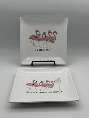 Two Fine Porcelain Flamingo Dessert or Tidbit Plates Designed by Kathryn White - Image 1 of 4
