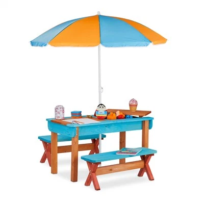 Children's Seating Garden Children's Furniture Set Garden Furniture for Children Colourful 2 Benches - Image 1 of 4