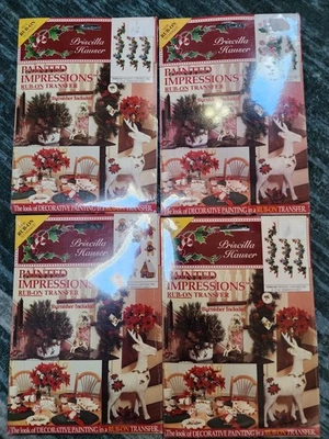 Vintage Priscilla Hauser Painted Impressions Rub On Transfer Christmas 4 Pack - Image 1 of 4