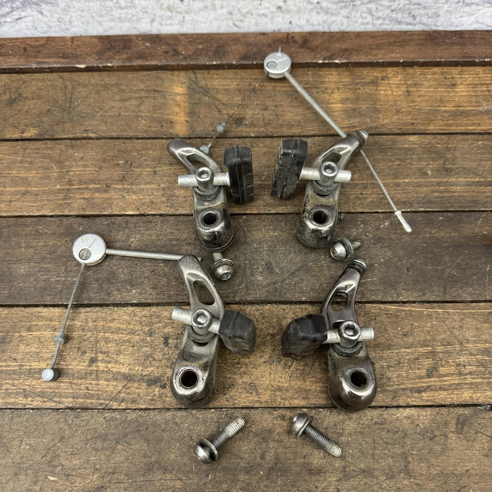 Vintage 90s Shimano STX Cantilever Brake Set Smoke Chrome Arms Pads Grey MTB - Image 1 of 4